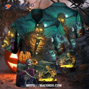 halloween skull dark scary hawaiian shirt 2