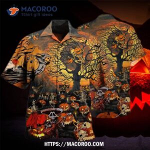 halloween skull darkness hawaiian shirt 2