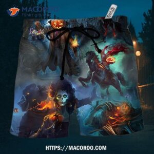 Halloween Skull Pumpkin Scary Sky Night Hawaii Shorts