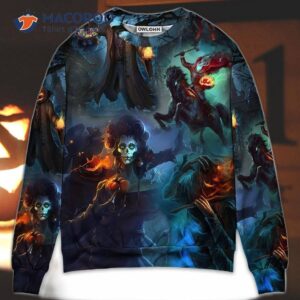 Halloween Skull Pumpkin Scary Sky Night Sweater