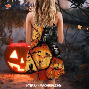 halloween skull pumpkin scary summer dress 2