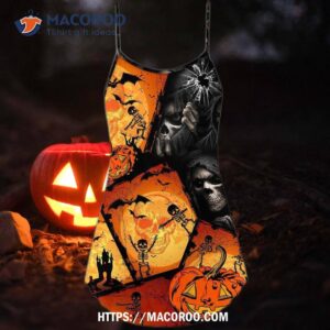 halloween skull pumpkin scary summer dress 4