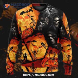 halloween skull pumpkin scary sweater ugly christmas sweaters 3