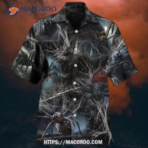 halloween spider dark scary hawaiian shirt 1