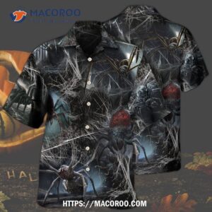 halloween spider dark scary hawaiian shirt 2