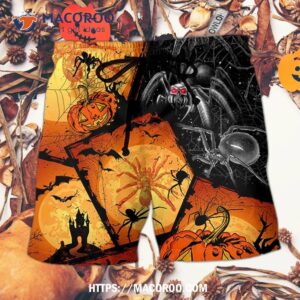 halloween spider pumpkin scary hawaii shorts 0