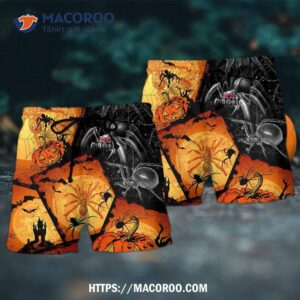 halloween spider pumpkin scary hawaii shorts 1