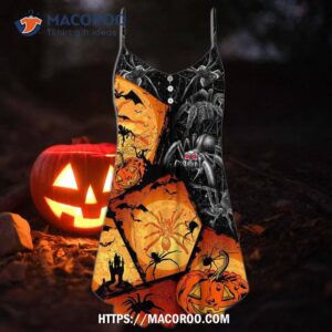 halloween spider pumpkin scary summer dress 3