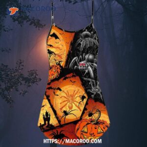 halloween spider pumpkin scary summer dress 4