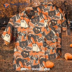 halloween spooktacular scaredy cat hawaiian shirt 2