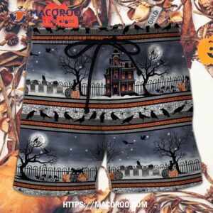 halloween spooky night border hawaii shorts 0