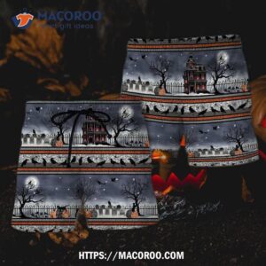 halloween spooky night border hawaii shorts 1