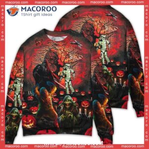 halloween starwars creepy scare sweater dinosaur christmas sweater 1