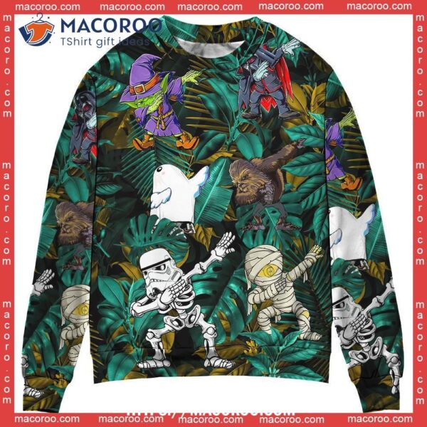 Halloween Starwars Dabbing Skeleton Zombie Sweater, Grinch Sweater Women