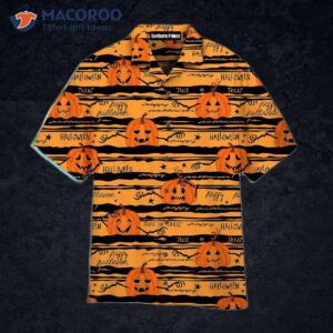 halloween style orange hawaiian shirts 0