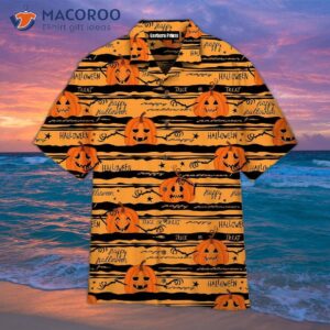 halloween style orange hawaiian shirts 1