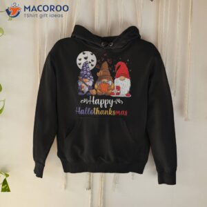 halloween thanksgiving christmas happy hallothanksmas gnomes shirt hoodie