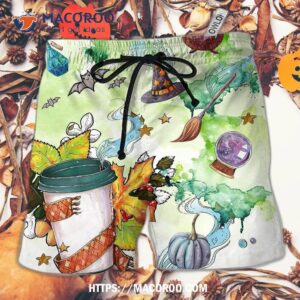 halloween this witch needs coffee hawaii shorts 0