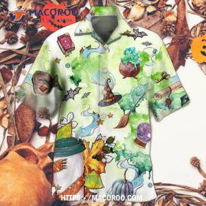 halloween this witch needs coffee hawaiian shirt 1