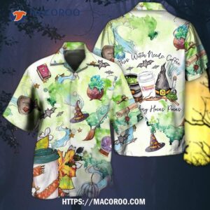 halloween this witch needs coffee hawaiian shirt 2