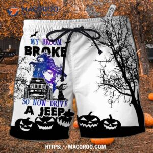 Halloween Witch My Broom Broke Hawaii Shorts