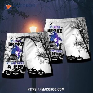 Halloween Witch My Broom Broke Hawaii Shorts
