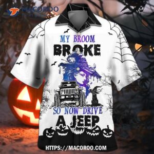 Halloween Witch My Broom Broke Hawaiian Shirt