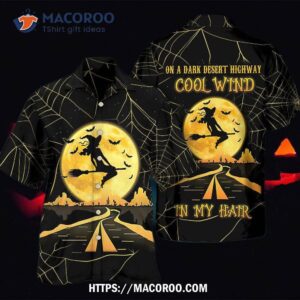 halloween witch on a dark desert highway hawaiian shirt 2