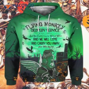 Halloween Witchcraft Flying Monkey All Over Print 3D Hoodie, Halloween Gifts For Students