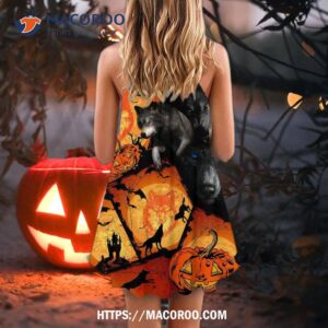 halloween wolf pumpkin scary summer dress 2