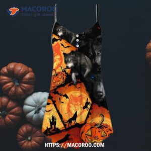 halloween wolf pumpkin scary summer dress 3