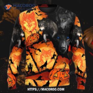 Halloween Wolf Pumpkin Scary Sweater