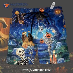 halloween you re already dead hawaii shorts 0