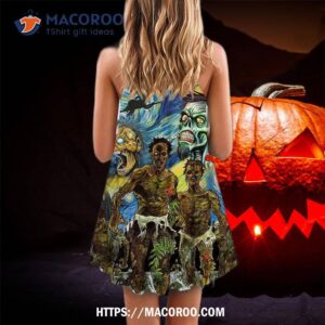 halloween zombie crazy starry night funny boo art style summer dress 2