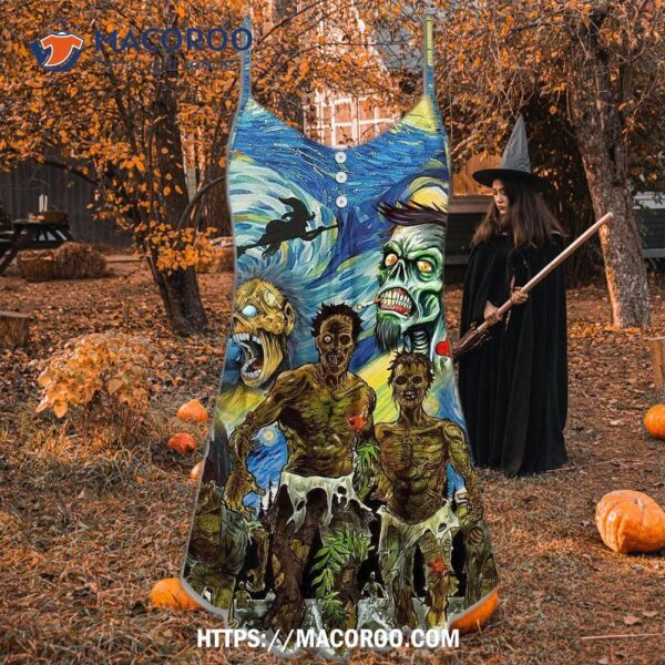 Halloween Zombie Crazy Starry Night Funny Boo Art Style Summer Dress