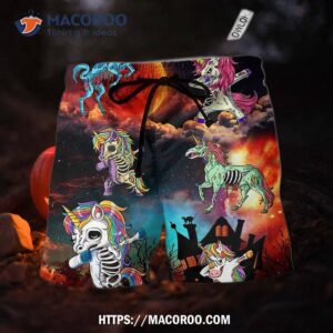 Halloween Zombie Unicorn Dabbing Hawaii Shorts