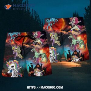 Halloween Zombie Unicorn Dabbing Hawaii Shorts