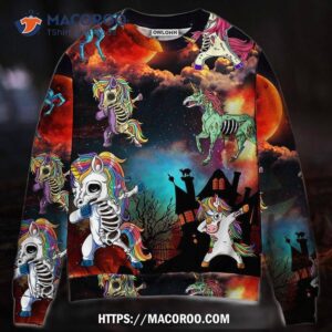 Halloween Zombie Unicorn Dabbing Sweater