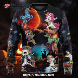 halloween zombie unicorn dabbing sweater ugly christmas sweaters 3