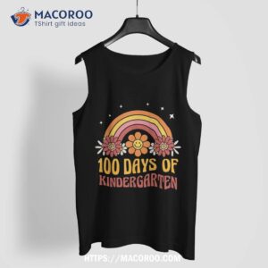 happy 100 days of kindergarten teachers kids retro groovy shirt tank top