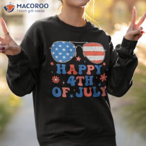 happy 4th of july patriotic american us flag smile groovy shirt sweatshirt 2