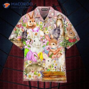 Happy Bunny Hawaiian Shirts With A Easter Day Flowers Pattern