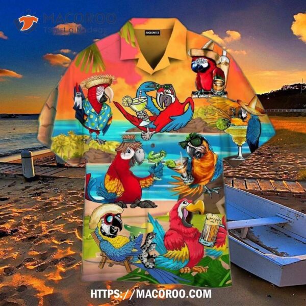 Happy Drinking Parrot Hawaiian Shirt