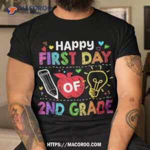 happy first day of 2nd grade teacher rainbow back to school shirt tshirt