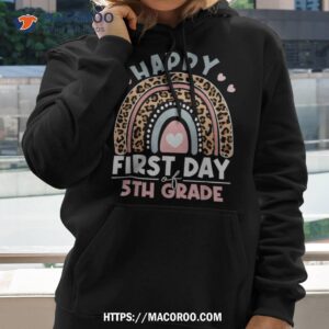 happy first day of 5th grade leopard rainbow teacher shirt hoodie 2