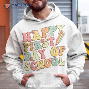 happy first day of school back to teacher kids retro shirt hoodie