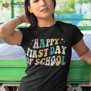 happy first day of school groovy back to gifts shirt tshirt 1