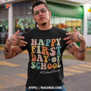 happy first day of school nurse groovy retro back to school shirt tshirt