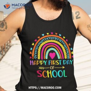 happy first day of school rainbow back to school teacher kid shirt tank top 3