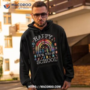happy first day of school rainbow leopard teacher student shirt hoodie 2